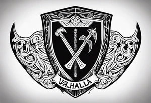 Valhalla sword shield axe tattoo idea