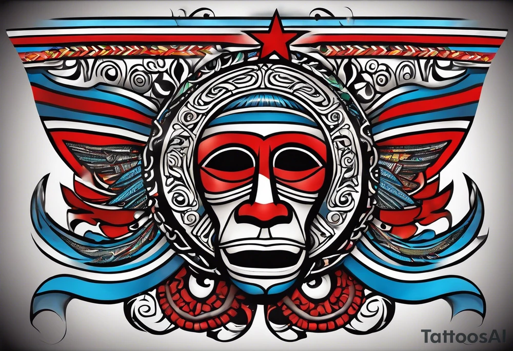 Taino tribal art with the colors of the Puerto Rico, U.S. Virgin Islands, and Trinidad flags. tattoo idea