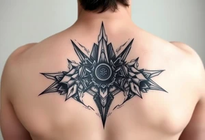 a back tattoo that looks like an exhaust vent, make it look more futuristic tattoo idea