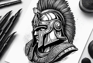 greek god ares wearing helmet tattoo idea