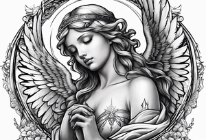 Angel with prayer hands tattoo idea