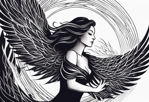 Woman rising like the phoenix tattoo idea