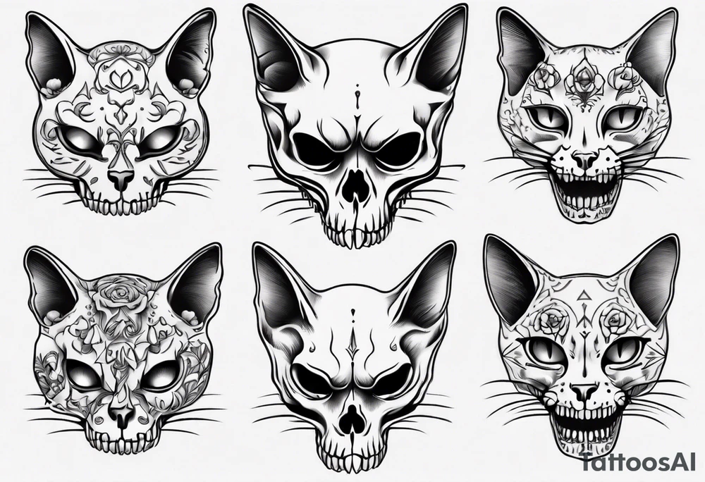 cat skull tattoo idea