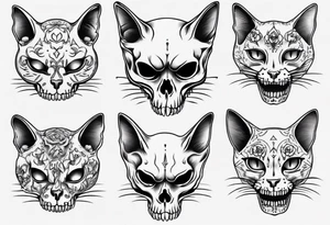 cat skull tattoo idea