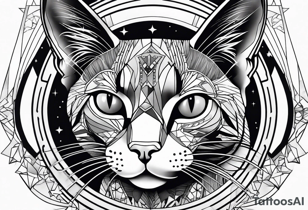 cat, outer space, sleeve tattoo tattoo idea