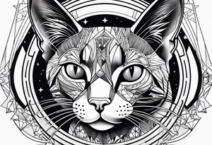 cat, outer space, sleeve tattoo tattoo idea