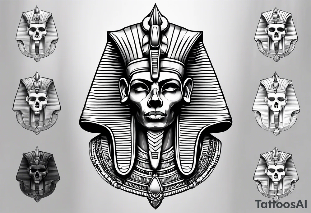 pharaoh skull realistic tattoo idea