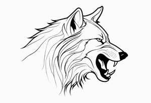 an angry wolf in profile who doesn't stick out his tongue tattoo idea