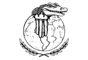 can you create a globe with laurel wreaths on the bottom and a gator above the glove tattoo idea