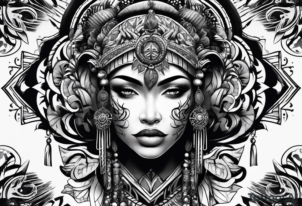 Peace and war Tribal sleeve tattoo idea