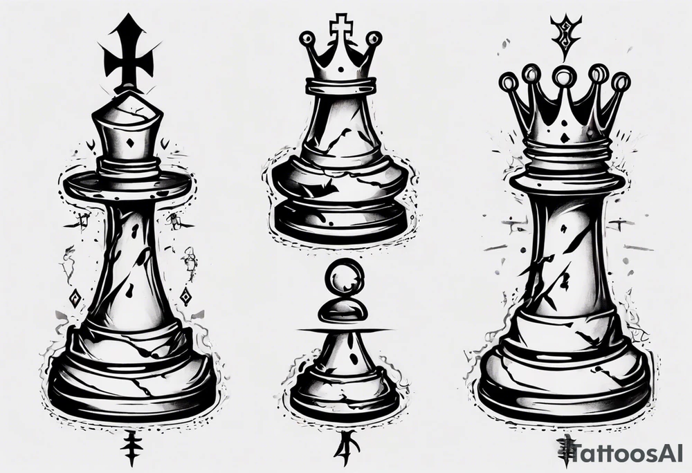 king chess with wounds tattoo idea