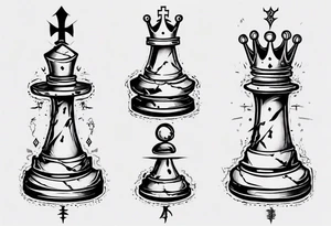 king chess with wounds tattoo idea