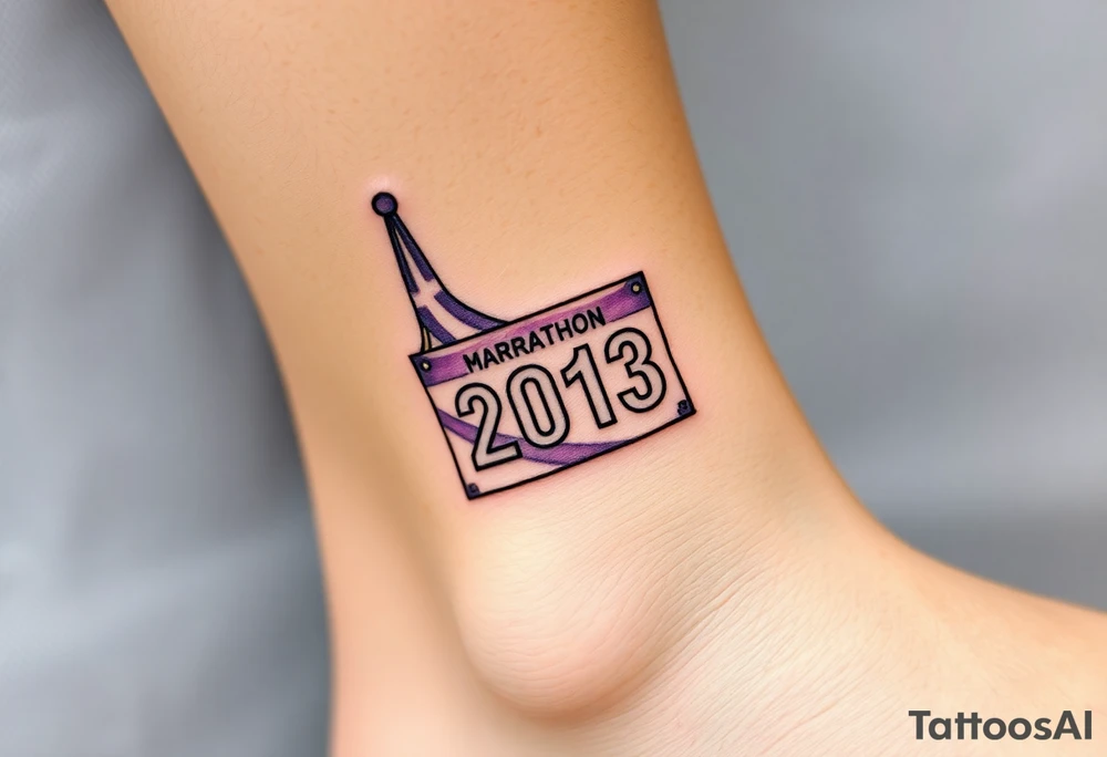 Racing half marathon bib 2013 purple and gold running safety pins running tattoo idea