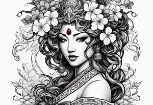 Medusa with cherry blossoms tattoo idea
