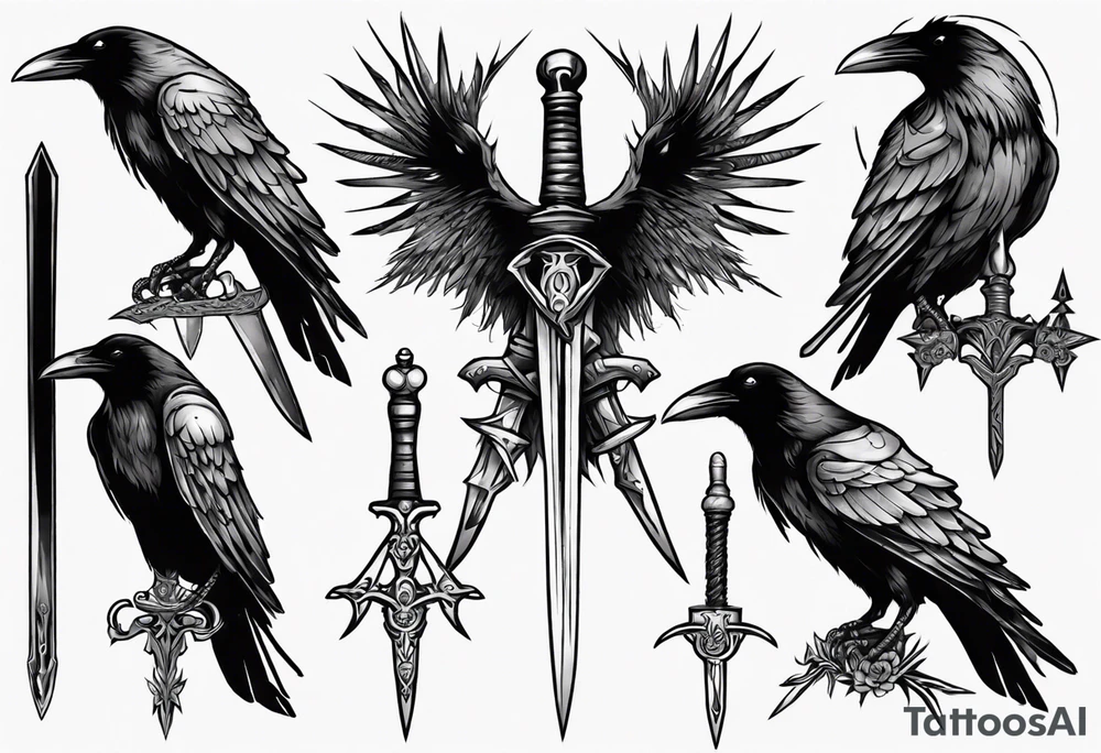 Raven with the sword tattoo idea