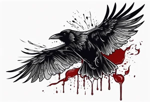 dead raven spreading wings and dripped in blood tattoo idea