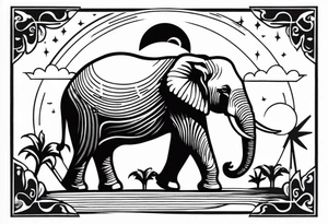 a elephant and a sun tattoo idea