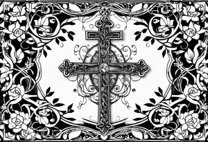 rosary with floral vines wrapped around it loving memory 1918-2006 tattoo idea