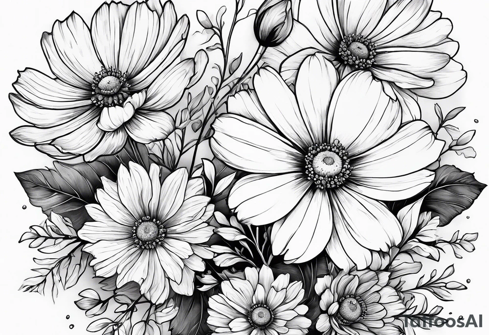 cosmos flowers tattoo idea