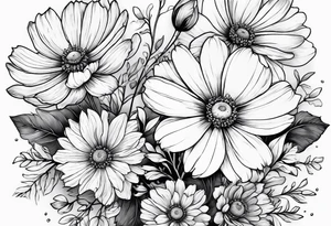 cosmos flowers tattoo idea