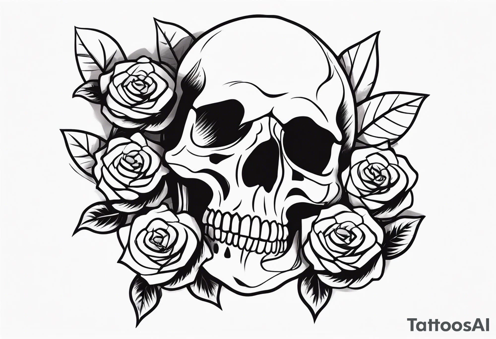 skull and roses tattoo idea