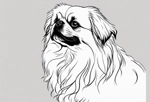 A one-line drawing of the contour of a pekingese dog's head. tattoo idea