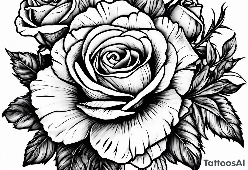 Carnation,rose bouquet tattoo idea