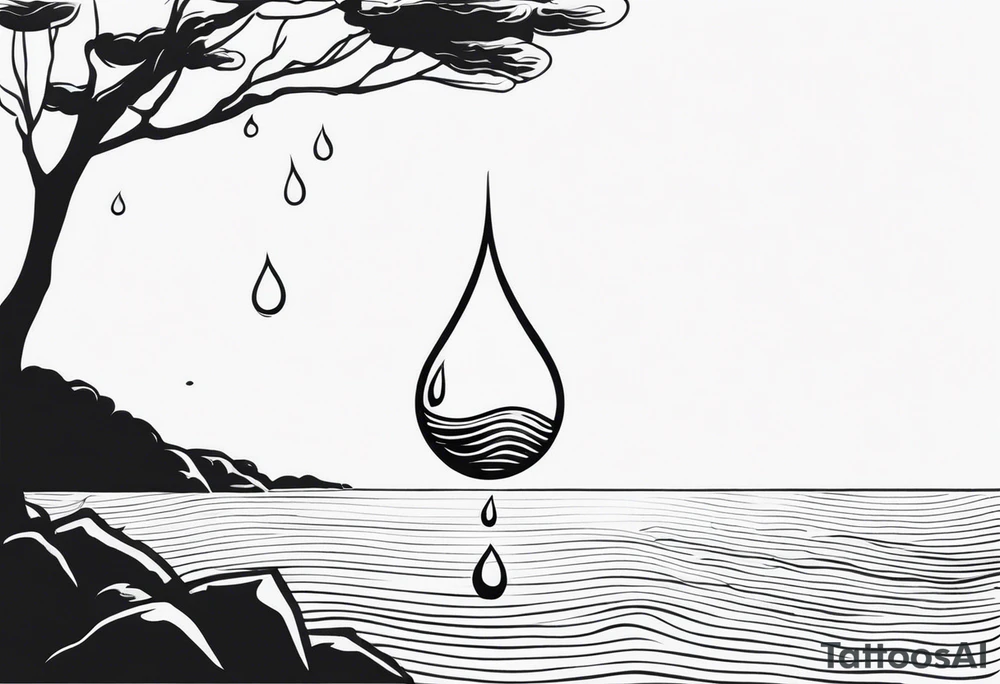 water drop falling into ocean tattoo idea