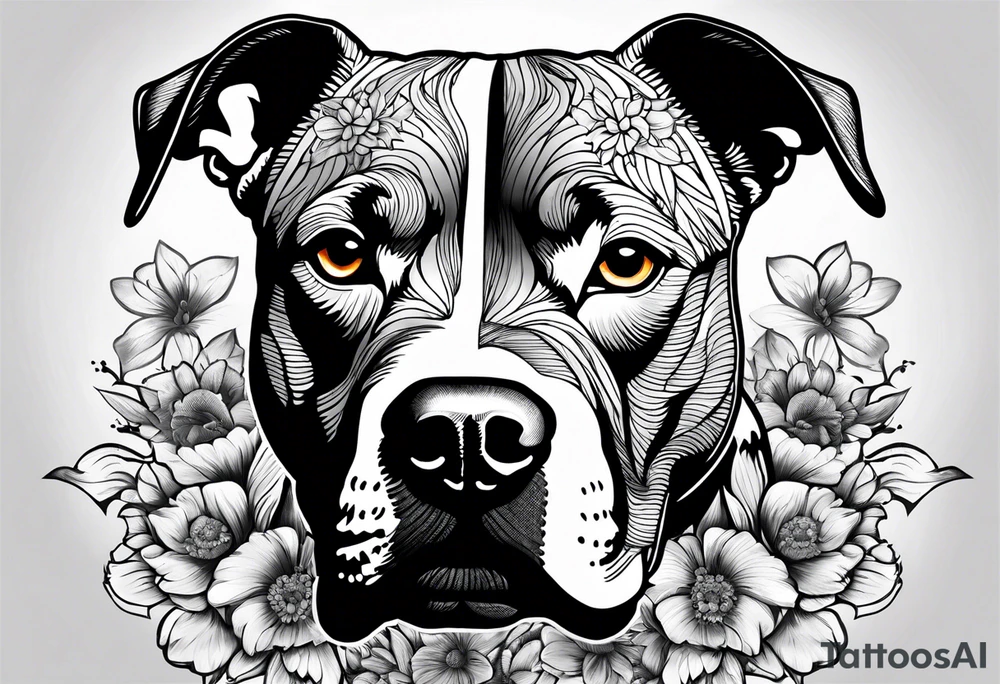 Pitbull flowers Mandela tattoo idea