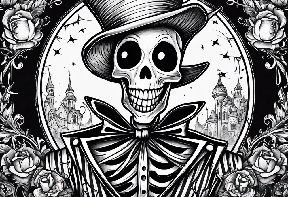 Jack skeleton the tim burton version looking down excited to see you tattoo idea