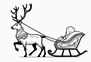 Wooden Santa Sleigh and Reindeer tattoo idea