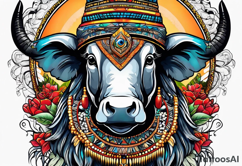 esu africano com porongos e galo tattoo idea