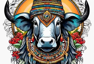 esu africano com porongos e galo tattoo idea