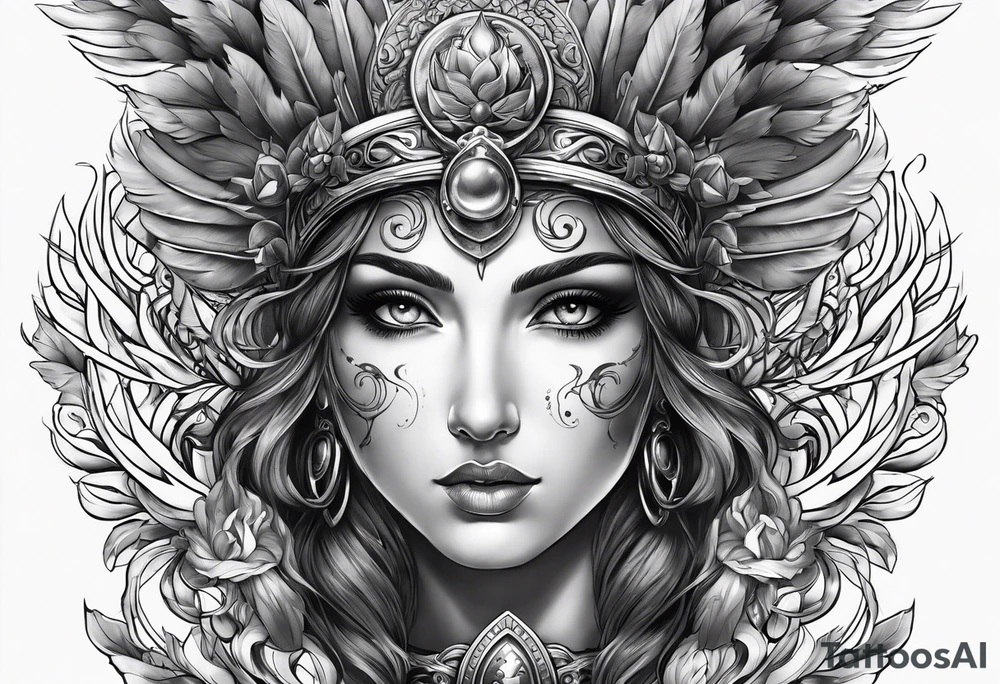 Athena with her eyes looking up tattoo idea