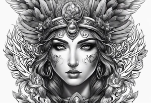 Athena with her eyes looking up tattoo idea