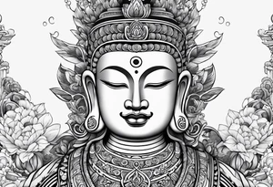 Chest and should Buddhist tattoo idea