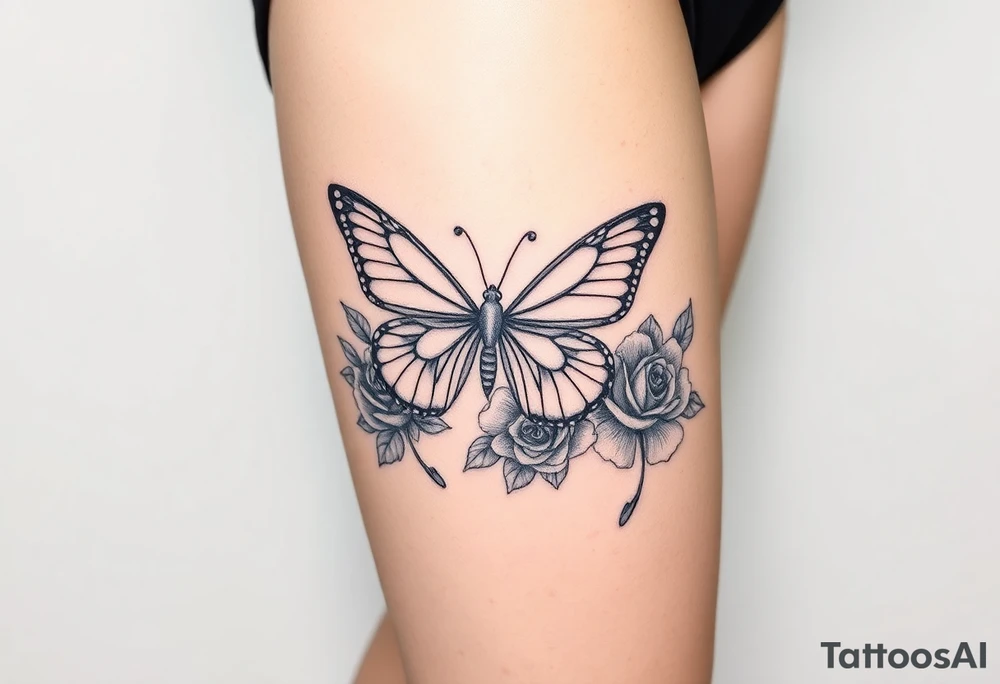 Butterfly and roses tattoo idea