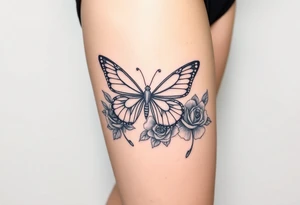 Butterfly and roses tattoo idea