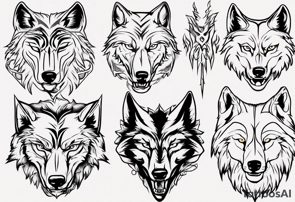 wolf head tattoo idea