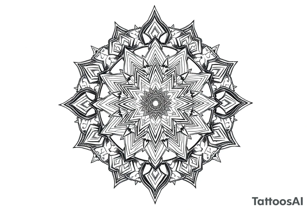 intricate mandala with sacred geometry and cosmic elements tattoo idea