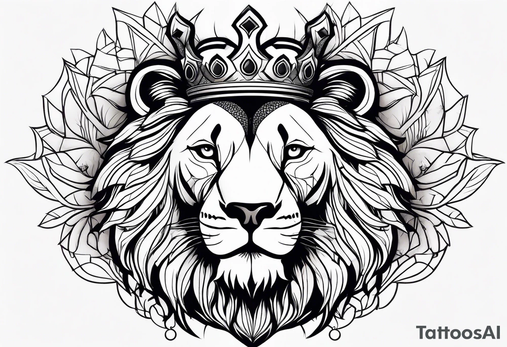 Lion with crown tattoo idea