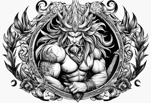 Triton with three pronged spear tattoo idea