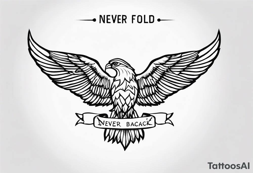 Minimalist design for a small tattoo with quote " never fold never back down" tattoo idea Minimalist design for a small tattoo with quote " never fold never back down" tattoo idea