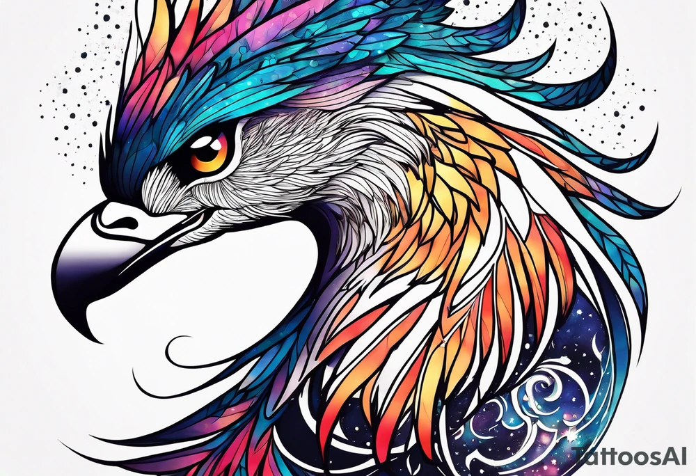 Constellation, animal phoenix , snow , géométric , flower tattoo idea