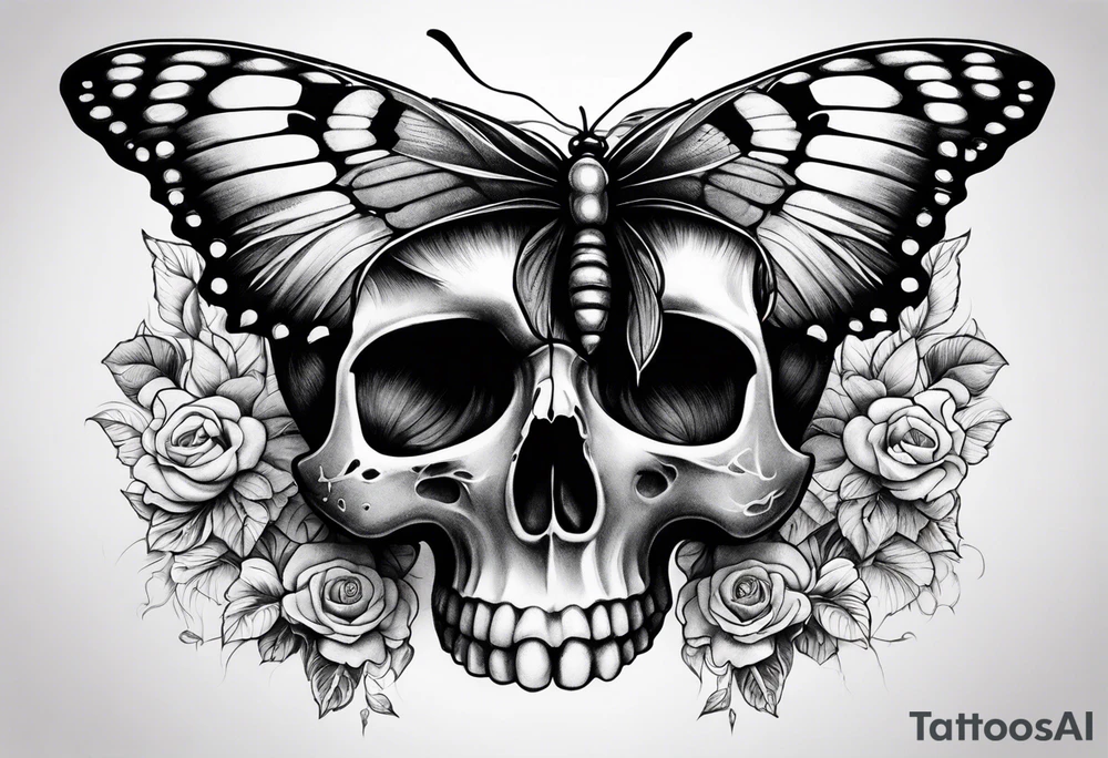 reincarnation, butterfly, skull tattoo idea