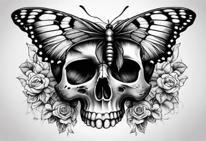 reincarnation, butterfly, skull tattoo idea