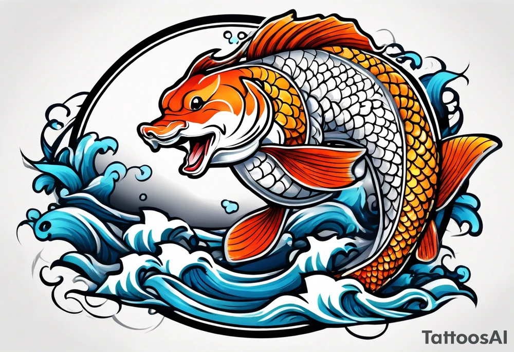 Kintaro doing a ju jitsu rear naked choke to a koi fish tattoo idea