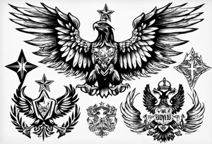 russian eagle with stars tattoo idea