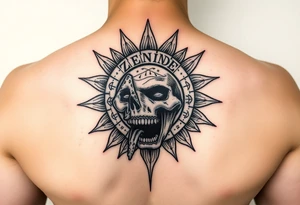 zombie aztec sun calindar eating 

 and a hellishly starry sky tattoo idea