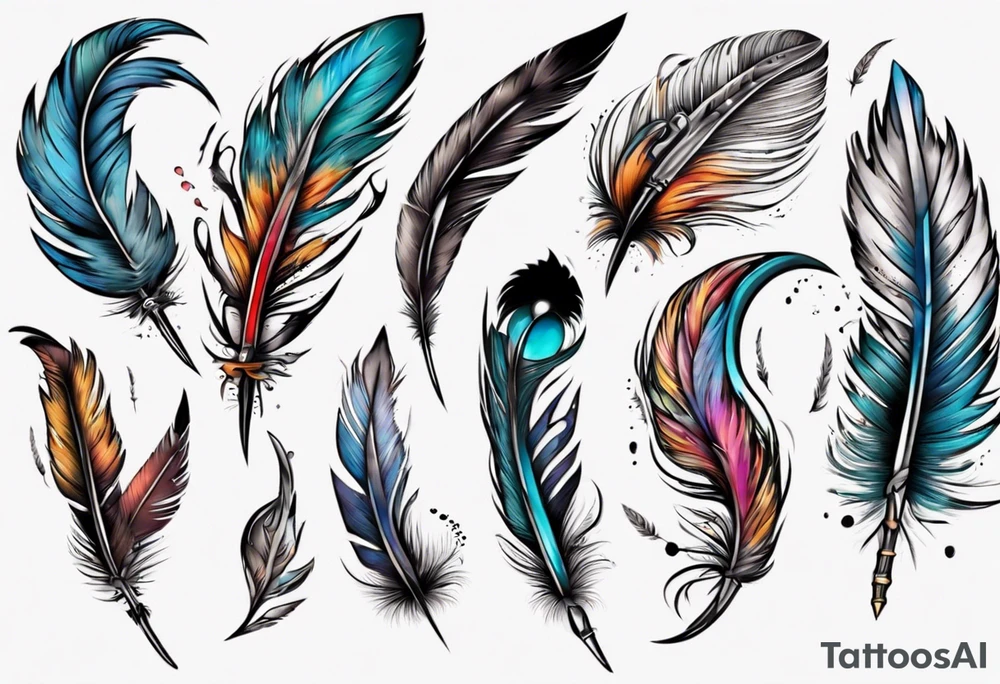 Cunt with feathers tattoo idea